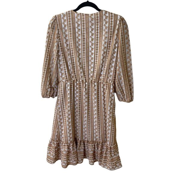 Calvin Klein Boho Ruffle Floral Embroidered Peasant Dress Sz S - Picture 4 of 7